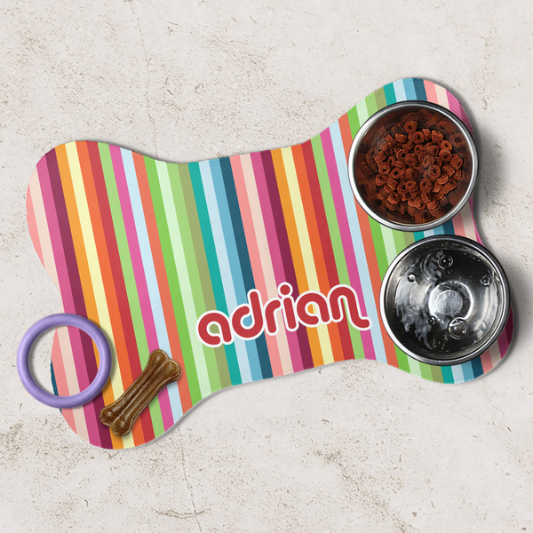 Retro Vertical Stripes Dog Bone Shaped Mat Lifestyle