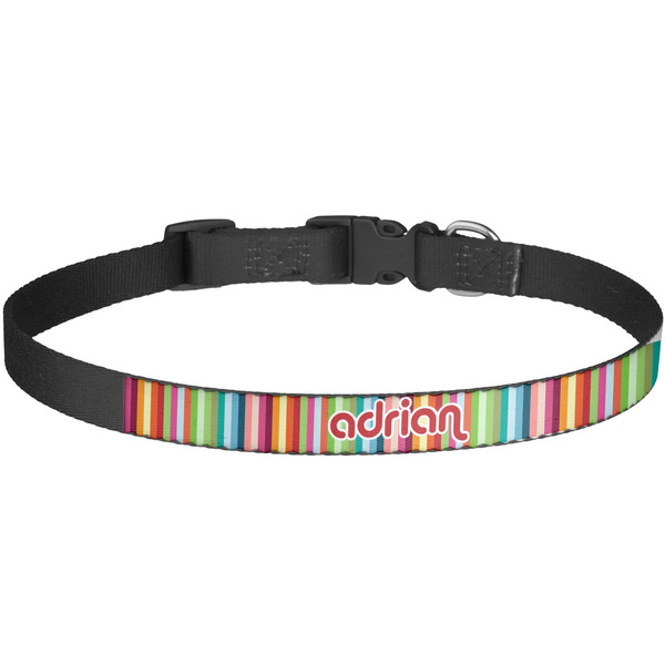 Custom Retro Vertical Stripes Dog Collar - Large (Personalized)