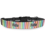 Retro Vertical Stripes Deluxe Dog Collar - Medium (11.5" to 17.5") (Personalized)