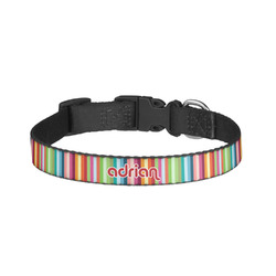 Retro Vertical Stripes Dog Collar - Small (Personalized)
