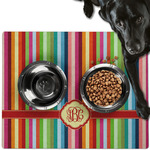Retro Vertical Stripes Dog Food Mat - Large w/ Monogram