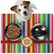 Retro Vertical Stripes Dog Food Mat - Medium w/ Monogram