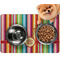 Retro Vertical Stripes Dog Food Mat - Small w/ Monogram