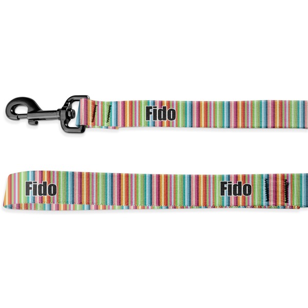 Custom Retro Vertical Stripes Deluxe Dog Leash - 4 ft (Personalized)