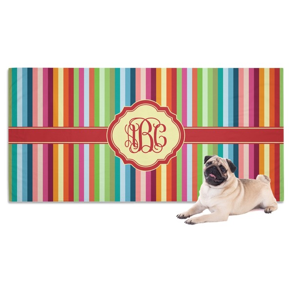 Custom Retro Vertical Stripes Dog Towel (Personalized)