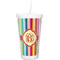 Retro Vertical Stripes Double Wall Tumbler with Straw (Personalized)