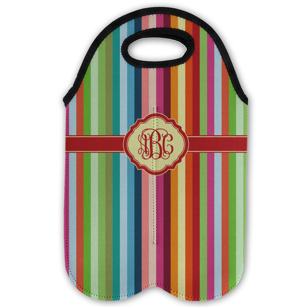 Retro Vertical Stripes Double Wine Tote - Flat (new)