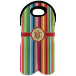 Retro Vertical Stripes Wine Tote Bag (2 Bottles) (Personalized)