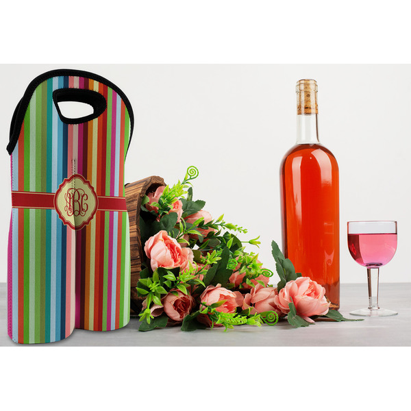 Retro Vertical Stripes Double Wine Tote - LIFESTYLE (new)