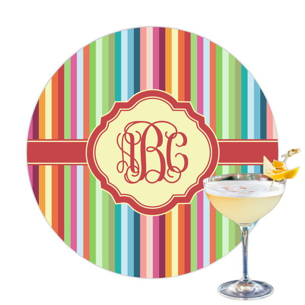 Custom Retro Vertical Stripes Printed Drink Topper - 3.25" (Personalized)