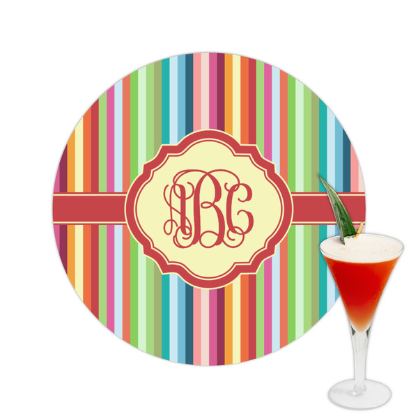 Custom Retro Vertical Stripes Printed Drink Topper -  2.5" (Personalized)