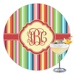 Retro Vertical Stripes Printed Drink Topper - 3.5" (Personalized)