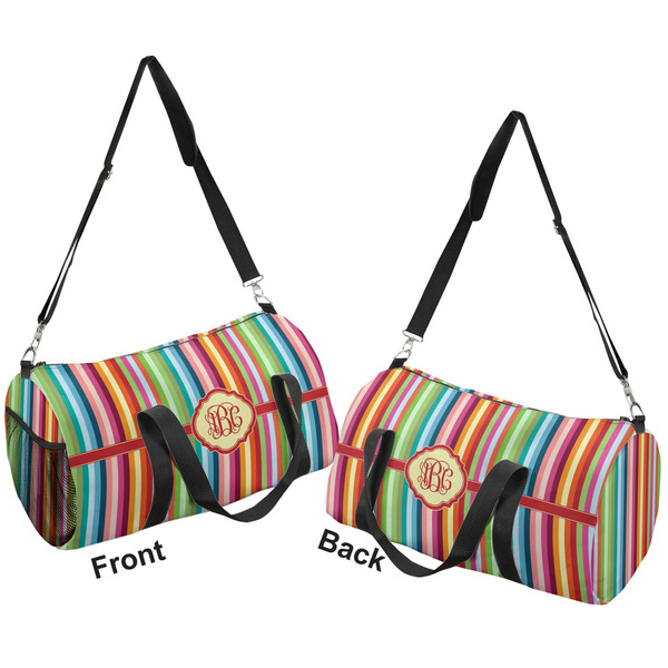 Retro Vertical Stripes Duffle bag large front and back sides
