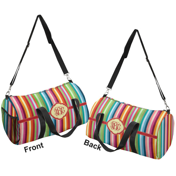 Retro Vertical Stripes Duffle bag small front and back sides