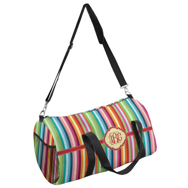 Custom Retro Vertical Stripes Duffel Bag - Large (Personalized)