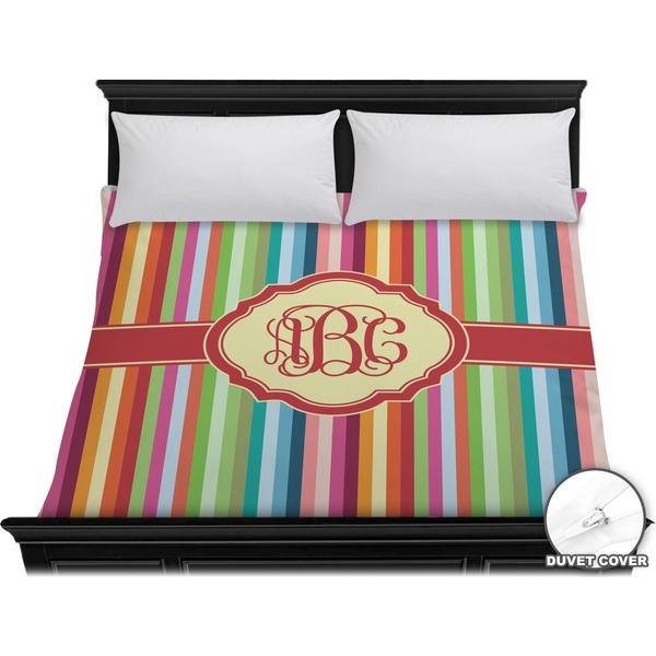 Custom Retro Vertical Stripes Duvet Cover - King (Personalized)