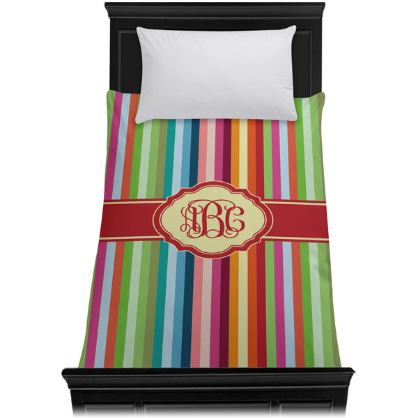 Retro Vertical Stripes Duvet Cover - Twin XL - On Bed - No Prop