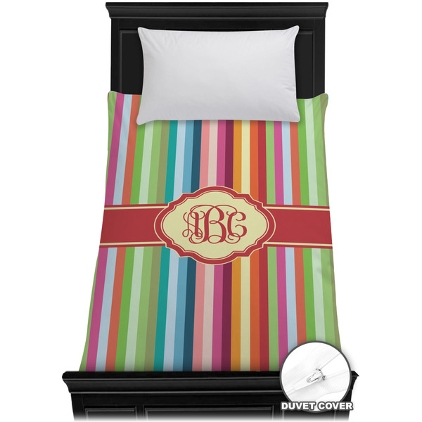 Custom Retro Vertical Stripes Duvet Cover - Twin XL (Personalized)