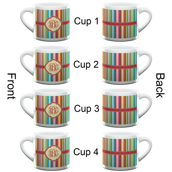 Retro Vertical Stripes Espresso Cup - 6oz (Double Shot Set of 4) APPROVAL