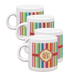 Retro Vertical Stripes Single Shot Espresso Cups - Set of 4 (Personalized)