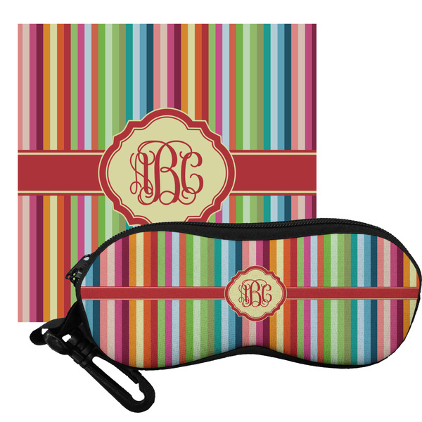 Custom Retro Vertical Stripes Eyeglass Case & Cloth (Personalized)