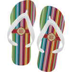 Retro Vertical Stripes Flip Flops - Large (Personalized)