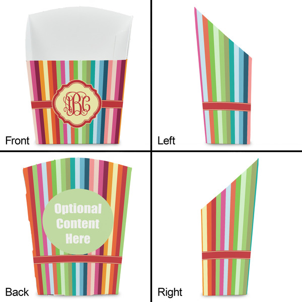Retro Vertical Stripes French Fry Favor Box - Front & Back View