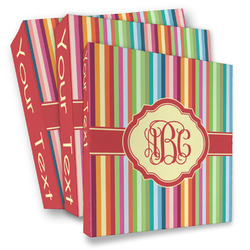 Retro Vertical Stripes 3 Ring Binder - Full Wrap (Personalized)