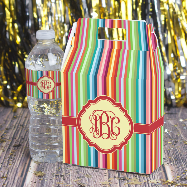 Retro Vertical Stripes Gable Favor Box - In Context