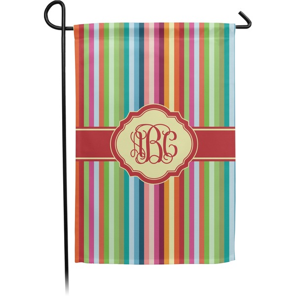 Custom Retro Vertical Stripes Small Garden Flag - Double Sided w/ Monograms