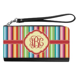 Retro Vertical Stripes Genuine Leather Smartphone Wrist Wallet (Personalized)