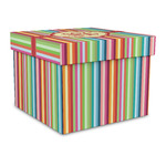 Retro Vertical Stripes Gift Box with Lid - Canvas Wrapped - Large (Personalized)