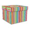 Retro Vertical Stripes Gift Boxes with Lid - Canvas Wrapped - Large - Front/Main