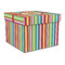 Retro Vertical Stripes Gift Box with Lid - Canvas Wrapped - Large (Personalized)