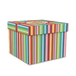 Retro Vertical Stripes Gift Box with Lid - Canvas Wrapped - Medium (Personalized)