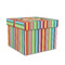 Retro Vertical Stripes Gift Box with Lid - Canvas Wrapped - Medium (Personalized)