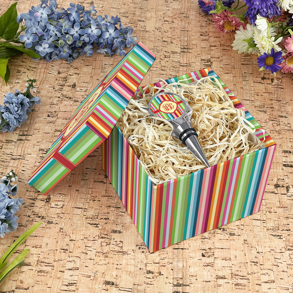 Retro Vertical Stripes Gift Boxes with Lid - Canvas Wrapped - Medium - In Context