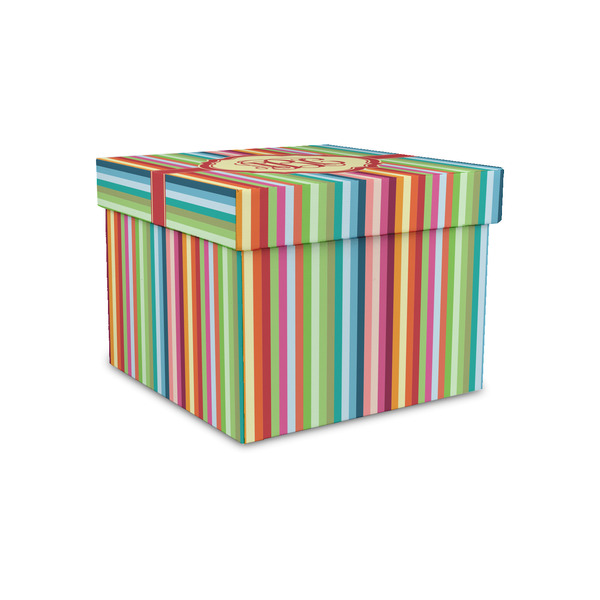 Custom Retro Vertical Stripes Gift Box with Lid - Canvas Wrapped - Small (Personalized)