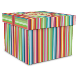 Retro Vertical Stripes Gift Box with Lid - Canvas Wrapped - XX-Large (Personalized)
