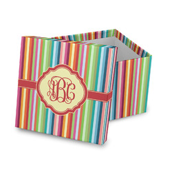 Retro Vertical Stripes Gift Box with Lid - Canvas Wrapped (Personalized)