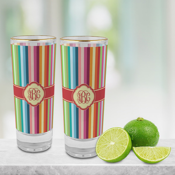 Retro Vertical Stripes Glass Shot Glass - 2 oz - LIFESTYLE