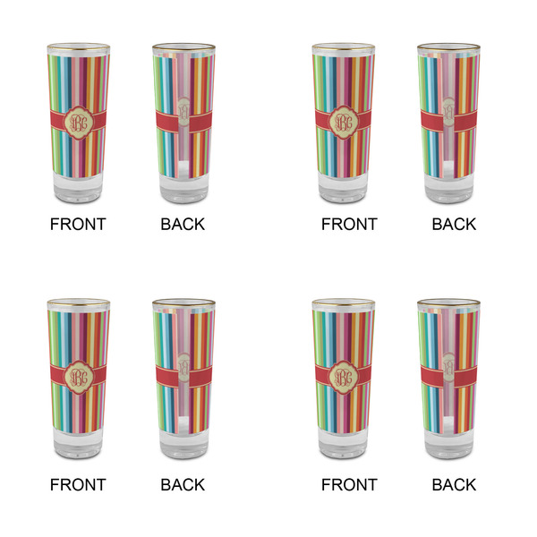 Retro Vertical Stripes Glass Shot Glass - 2 oz - Set of 4 - APPROVAL