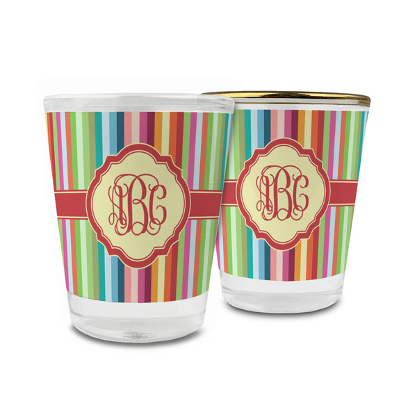 Custom Retro Vertical Stripes Glass Shot Glass - 1.5 oz (Personalized)