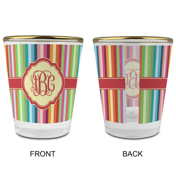Retro Vertical Stripes Glass Shot Glass - with gold rim - APPROVAL