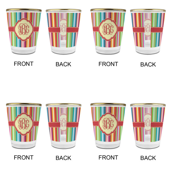 Retro Vertical Stripes Glass Shot Glass - with gold rim - Set of 4 - APPROVAL