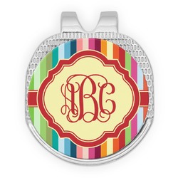 Retro Vertical Stripes Golf Ball Marker - Hat Clip - Silver