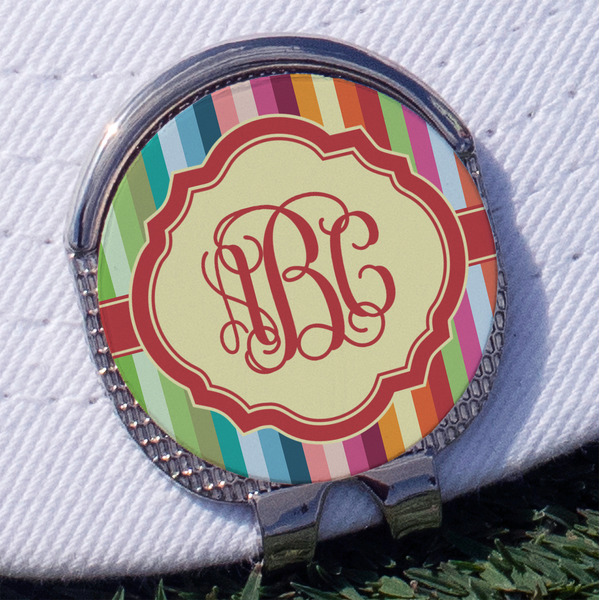 Custom Retro Vertical Stripes Golf Ball Marker - Hat Clip