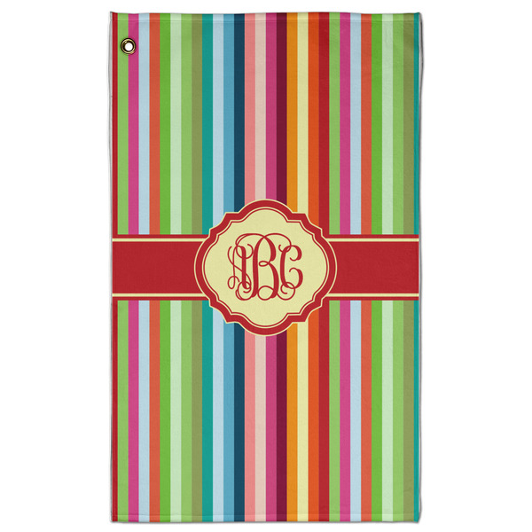 Custom Retro Vertical Stripes Golf Towel - Poly-Cotton Blend w/ Monograms