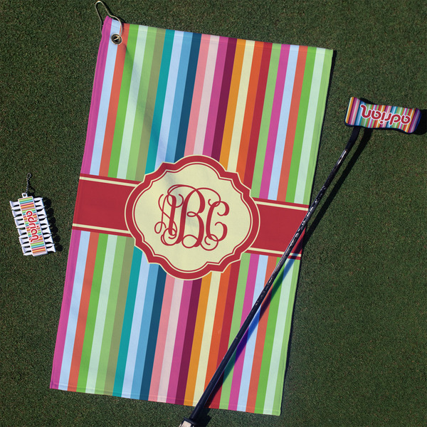 Custom Retro Vertical Stripes Golf Towel Gift Set (Personalized)