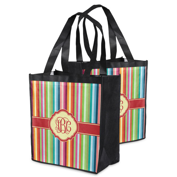 Retro Vertical Stripes Grocery Bag - MAIN